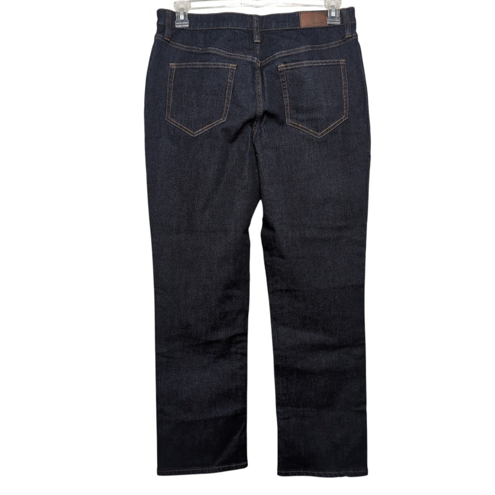 Lands' End High Rise Straight Jeans Size 12 Petite Dark Wash Indigo Stretch NEW - Picture 2 of 16